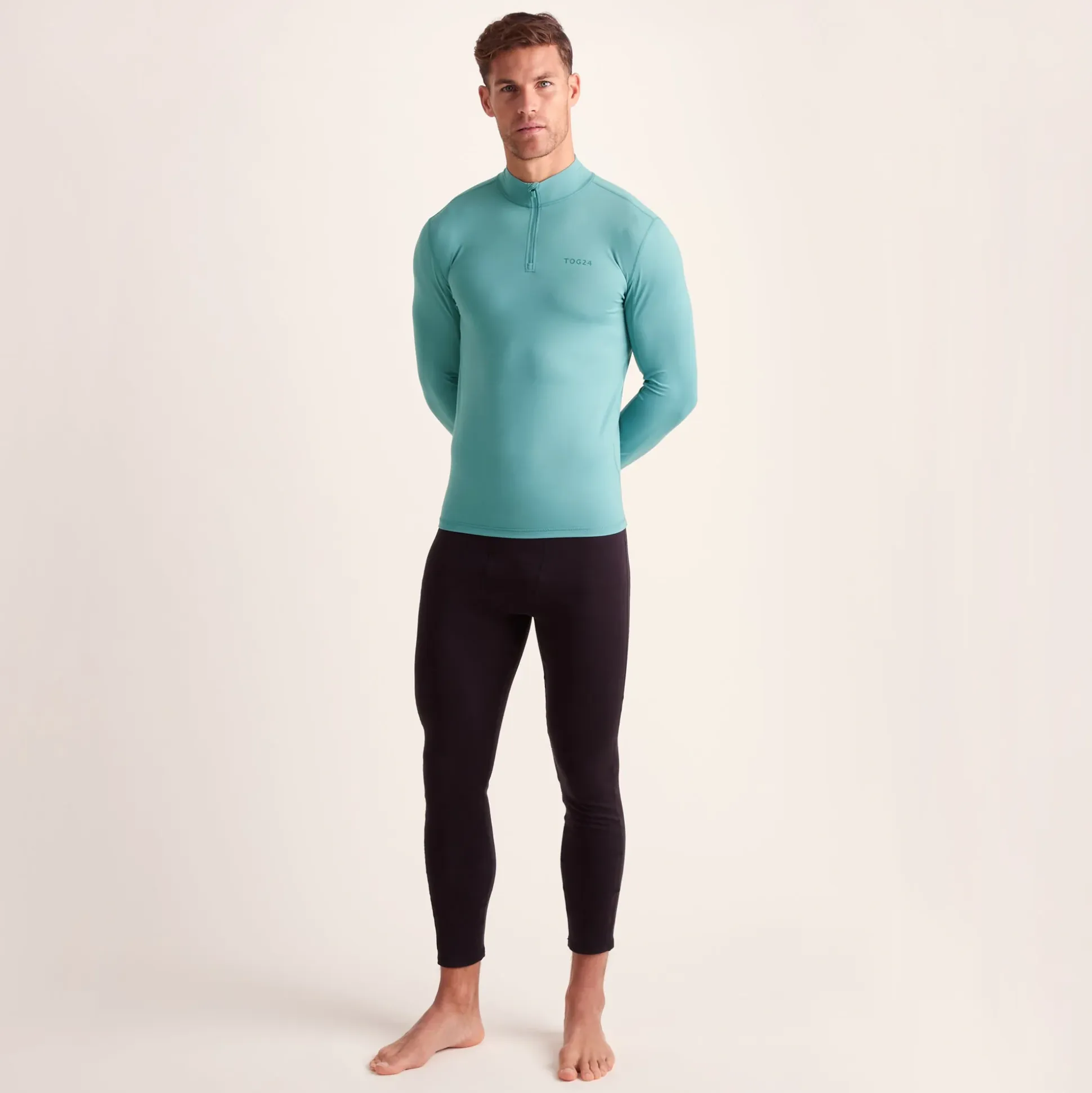 Snowdon Mens Thermal Quarter Zip Base Layer - Steel Teal