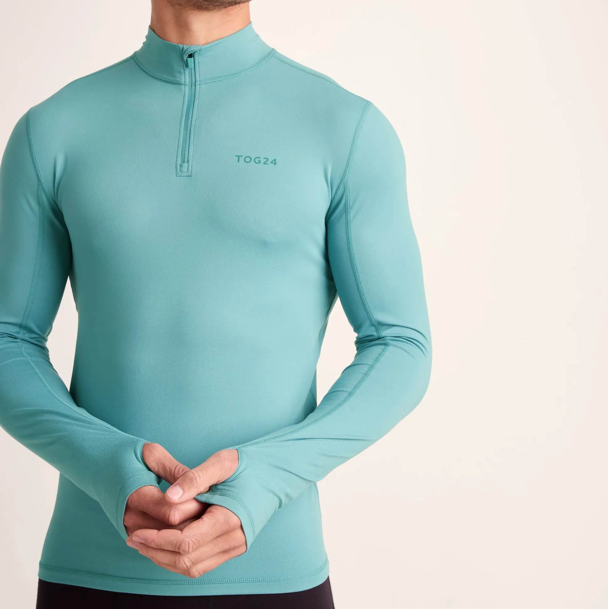 Snowdon Mens Thermal Quarter Zip Base Layer - Steel Teal