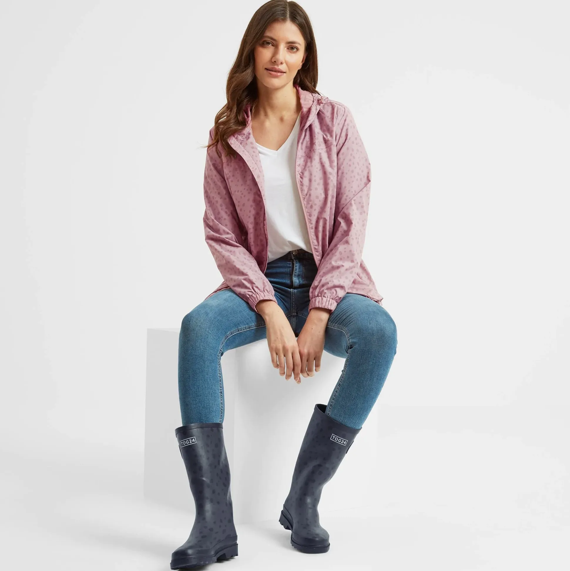 Splash Womens Wellies - Washed Blue Dalmation