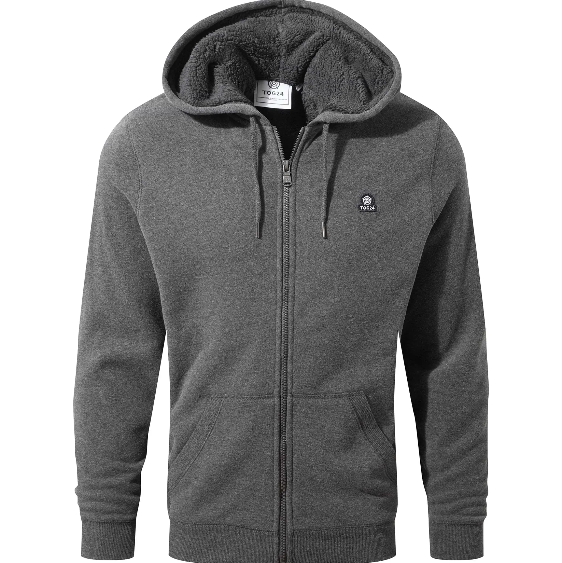 Timble Mens Sherpa Fleece Lined Hoody - Dark Grey Marl