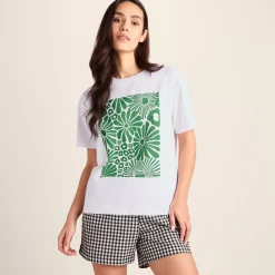 Trissy Womens Premium Supersoft Relaxed Fit T-Shirt - Optic White/Green