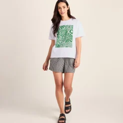 Trissy Womens Premium Supersoft Relaxed Fit T-Shirt - Optic White/Green