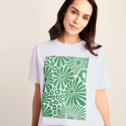 Trissy Womens Premium Supersoft Relaxed Fit T-Shirt - Optic White/Green