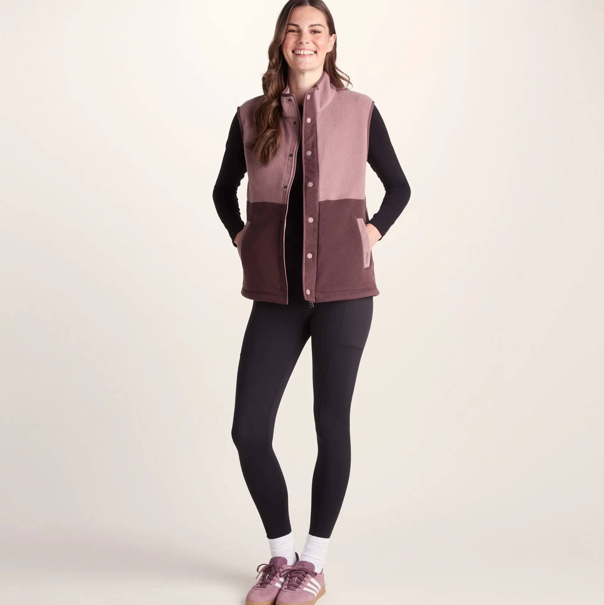 Tunston Womens Relaxed Fit Microfleece Gilet - Mauve/Dark Mauve