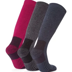 Villach 3 Pack Womens Trek Socks - Dark Grey Marl/Cerise/Dark Indigo