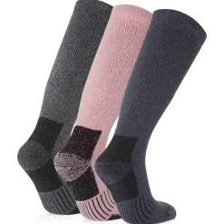 Villach 3 Pack Womens Trek Socks - Dark Grey Marl/Faded Pink/Washed Blue