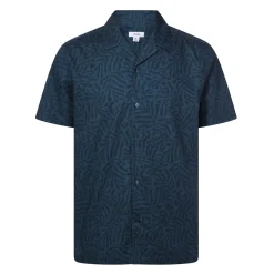 Wallsend Mens Short Sleeve 100% Cotton Supersoft Shirt - Deep Teal Print